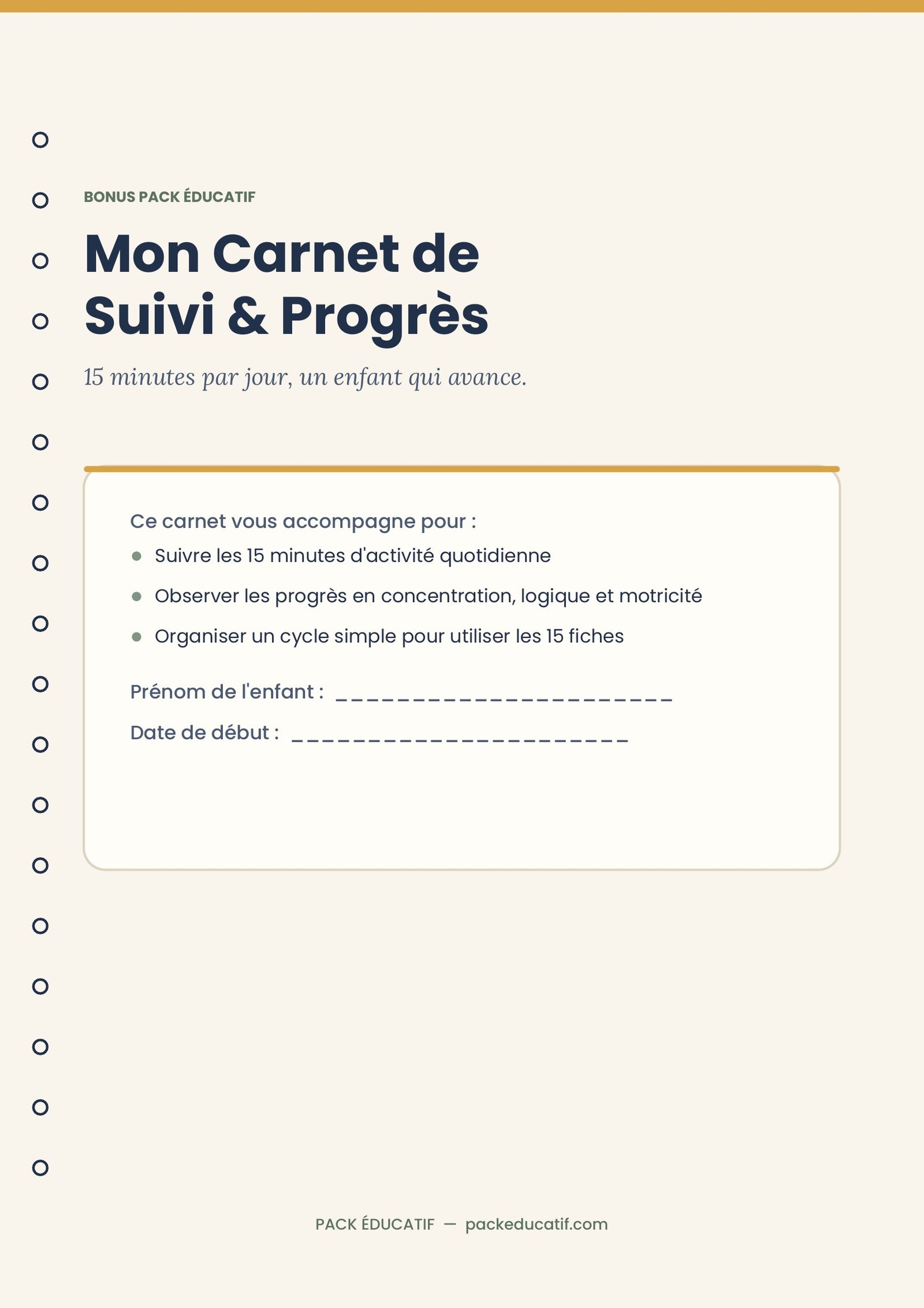 Le Carnet de Suivi et Progrès